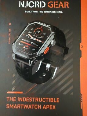 Indestructible Smartwatch Apex - Black with Orange Accents